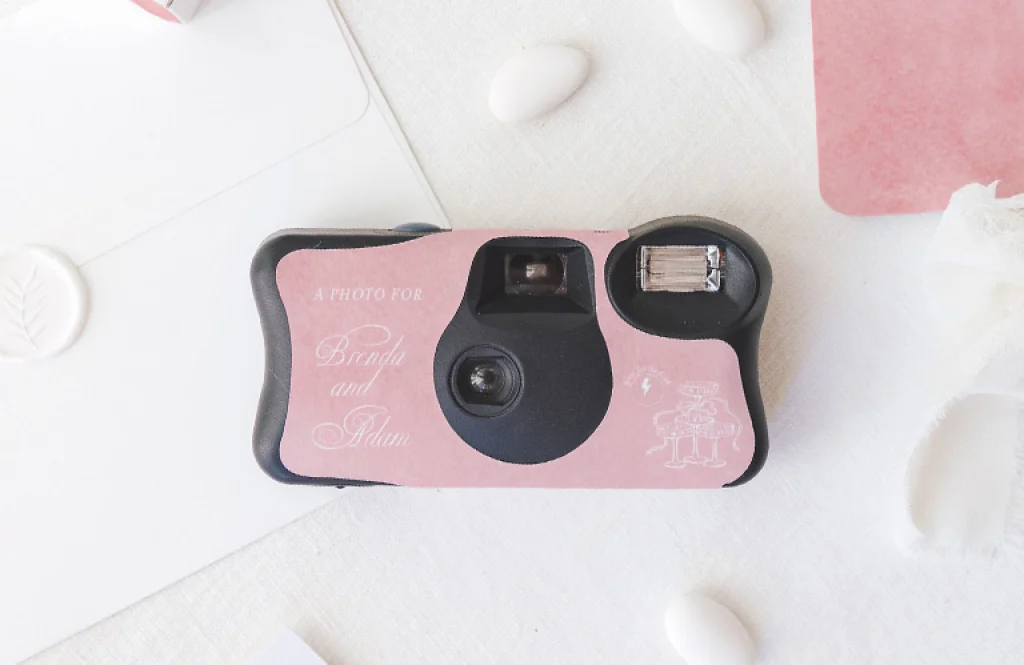 Sticker for disposable wedding camera