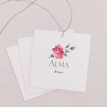 Wedding place card  Roses and red