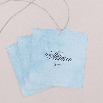 Wedding place card  Bird and blue
