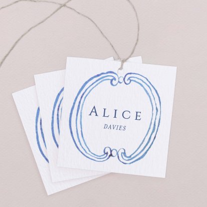 Wedding place card  Blue garden