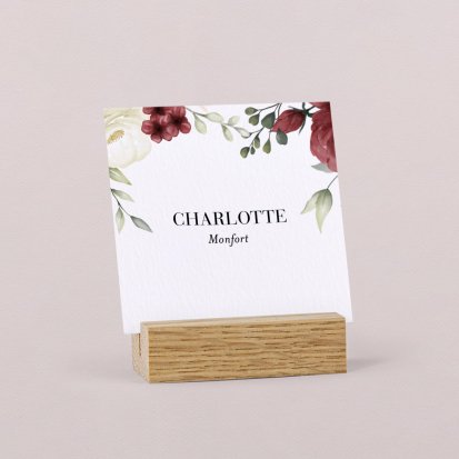Wedding place card  Burgundy-Peonies