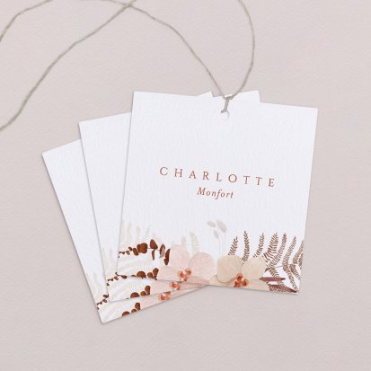 Wedding place card  Copper Flowers